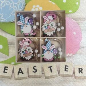Easter Gnomes (12) Piece Sealed Wooden Easter Gnomes  in Tray/Box